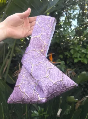 Lilac brocade Japanese-inspired knot bag